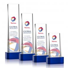 Employee Gifts - Milnerton Full Color Blue on Base Obelisk Crystal Award