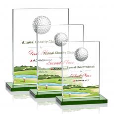 Employee Gifts - Cumberland Full Color Golf Green  Rectangle Crystal Award
