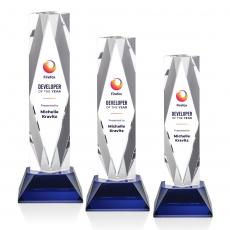 Employee Gifts - President Full Color Blue on Base Obelisk Crystal Award