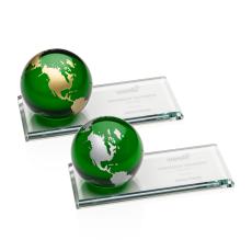 Fairfield Globe Green Spheres Crystal Award - Crystal Awards