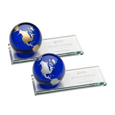 Fairfield Globe Blue Spheres Crystal Award - Crystal Awards