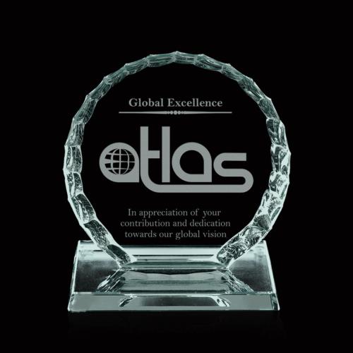 Corporate Awards - Glass Awards - Iceberg Jade Circle Glass Award