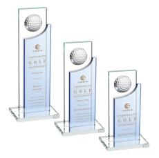 Redmond Golf Sky Blue Rectangle Crystal Award - Crystal Awards