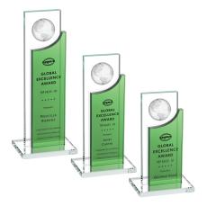 Sherwood Globe Green Rectangle Crystal Award - Crystal Awards