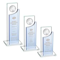 Sherwood Globe Sky Blue Rectangle Crystal Award - Crystal Awards