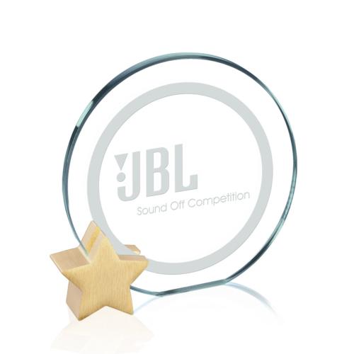 Corporate Awards - Verdunn Jade/Gold Star Circle Glass Award