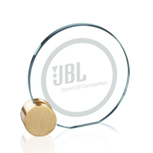 Corporate Awards - Verdunn Jade/Gold Circle Glass Award
