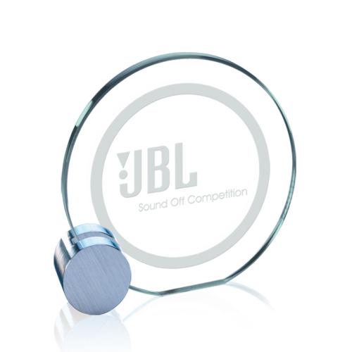 Corporate Awards - Verdunn Jade/Chrome  Circle Glass Award