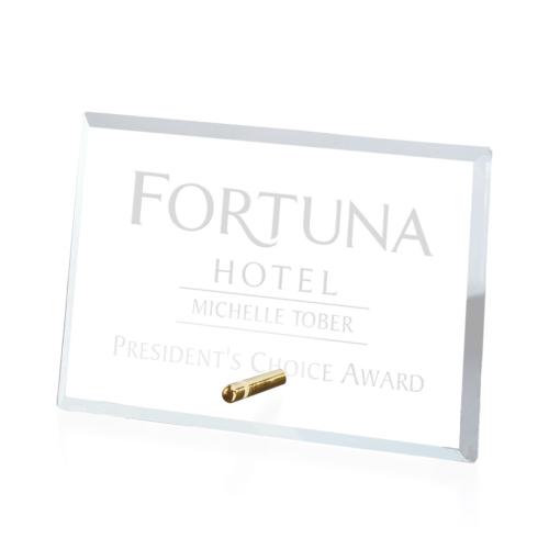 Corporate Awards - Award Plaques - Windsor Horizontal Gold Rectangle Crystal Award