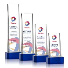 Milnerton Full Color Blue on Base Obelisk Crystal Award - Crystal Awards