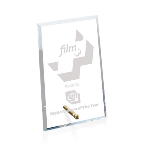 Corporate Awards - Award Plaques - Windsor Vertical Gold Rectangle Crystal Award