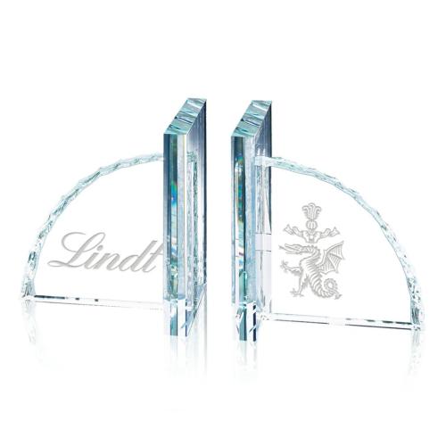 Corporate Recognition Gifts - Desk Accessories - Chipped Bookends - Jade