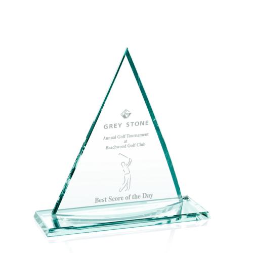 Corporate Awards - Curved Oxford Jade Pyramid Glass Award