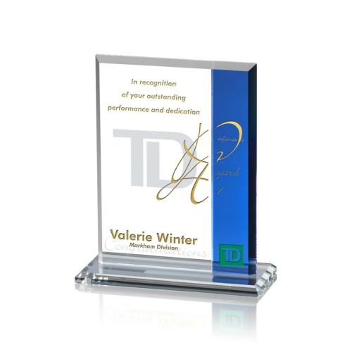 Corporate Awards - Claremont Blue Rectangle Crystal Award