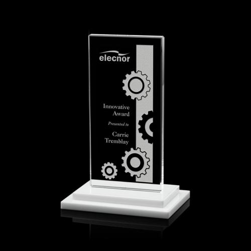 Corporate Awards - Santorini White Rectangle Crystal Award
