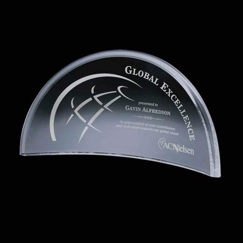 Corporate Awards - Crystal Awards - Bluffwood Starfire Arch & Crescent Crystal Award