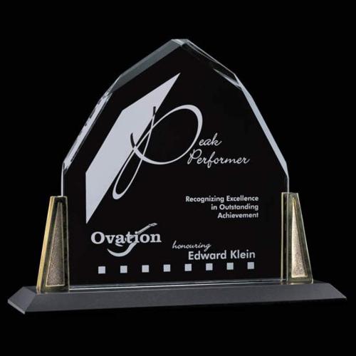 Corporate Awards - Crystal Awards - Avalon Gold Arch & Crescent Crystal Award