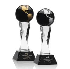 Langport Globe Black Spheres Crystal Award - Crystal Globe Awards 
