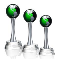 Willshire Globe Green  Spheres Crystal Award - Crystal Awards