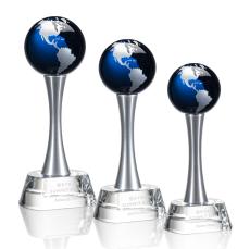 Willshire Globe Blue  Spheres Crystal Award - Crystal Awards