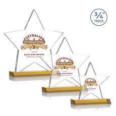 Chippendale Full Color Amber  Star Crystal Award - Crystal Awards