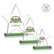 Chippendale Full Color Green Star Crystal Award - Crystal Awards