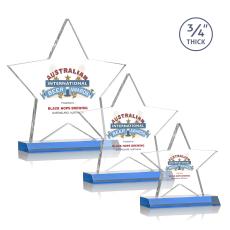 Chippendale Full Color Sky Blue Star Crystal Award - Crystal Awards