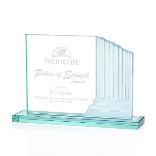 Corporate Awards - Glass Awards - Jade Glass Awards - Colliseum Jade Rectangle Glass Award