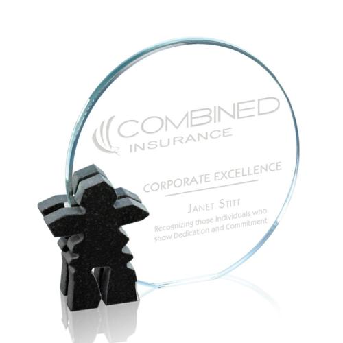 Corporate Awards - Glass Awards - Clement Inukshuk Granite Circle Crystal Award