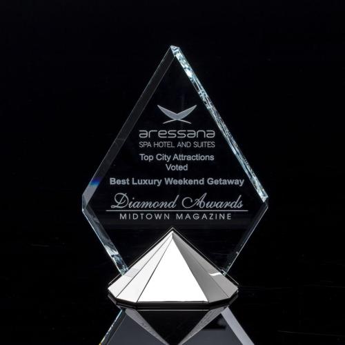 Corporate Awards - Crystal Awards - Diamond Awards - Celestial Starfire/Silver      Diamond Metal Award