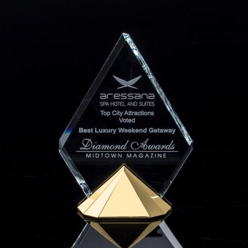 Corporate Awards - Crystal Awards - Diamond Awards - Celestial Starfire/Gold      Diamond Metal Award