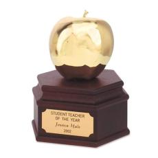 Employee Gifts - Apple 24K Gold Apples Wood Award