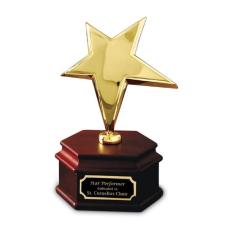 Employee Gifts - Gold Rising Star on Mahogany Wood Award