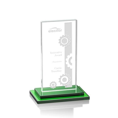 Corporate Awards - Santorini Green Rectangle Crystal Award