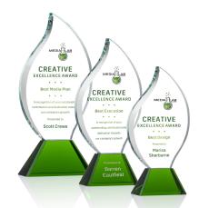 Norina Full Color Green Flame Crystal Award - Full Color Awards