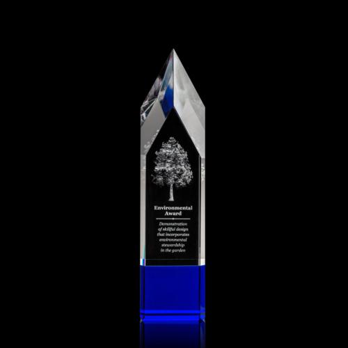 Corporate Awards - Crystal Awards - Coventry 3D Blue Obelisk Crystal Award