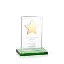 Dallas Star Green/Gold  Rectangle Crystal Award