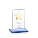 Dallas Star Sky Blue/Gold  Rectangle Crystal Award