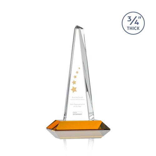 Corporate Awards - Majestic Tower Amber Pyramid Crystal Award