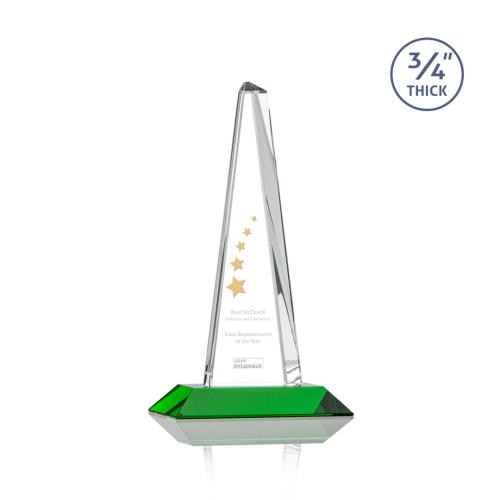 Corporate Awards - Majestic Tower Green  Pyramid Crystal Award