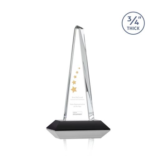 Corporate Awards - Crystal Awards - Crystal Pillar Awards - Majestic Tower Black Pyramid Crystal Award