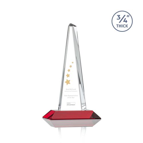Corporate Awards - Majestic Tower Red  Pyramid Crystal Award