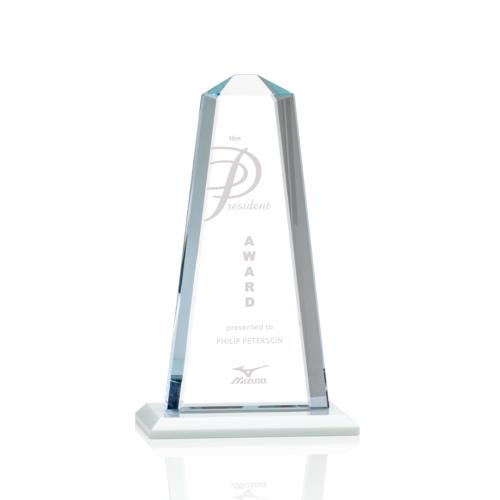 Corporate Awards - Crystal Awards - Crystal Pillar Awards - Pinnacle White Obelisk Crystal Award