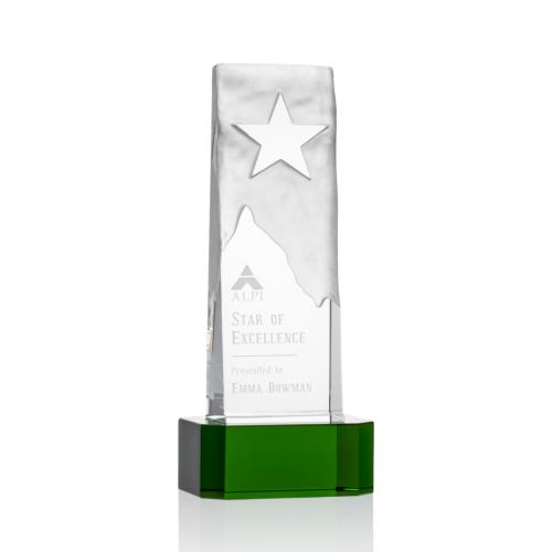 Corporate Awards - Stapleton Star Green on Base Rectangle Crystal Award