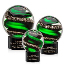 Employee Gifts - Zodiac Black on Marvel Base Spheres Glass Award