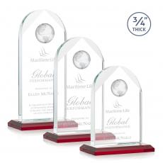 Employee Gifts - Blake Globe Red Arch & Crescent Crystal Award