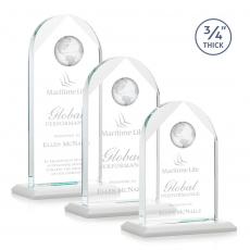 Employee Gifts - Blake Globe White Arch & Crescent Crystal Award