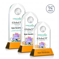 Employee Gifts - Blake Globe Full Color Amber on Newhaven Arch & Crescent Crystal Award