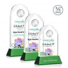 Employee Gifts - Blake Globe Full Color Green on Newhaven Arch & Crescent Crystal Award