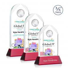 Employee Gifts - Blake Globe Full Color Red on Newhaven Arch & Crescent Crystal Award